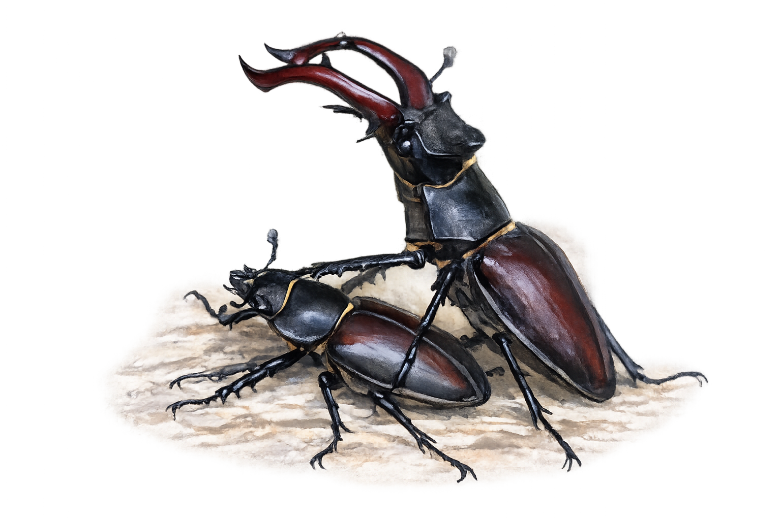 Lucane cerf-volant mâle et femelle